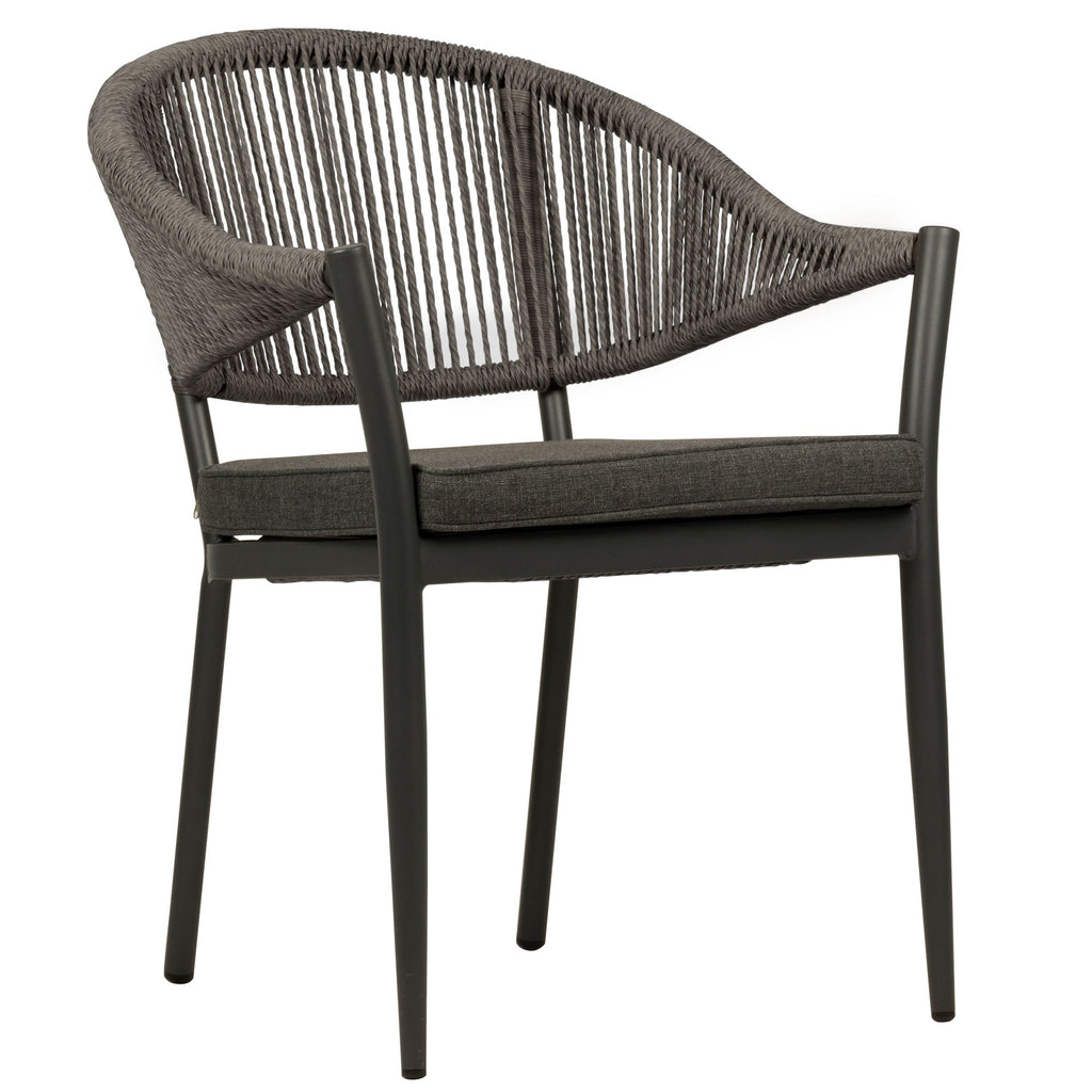 4er Set Elegante Gartenstühle Colien, Robuste Seil-Design Outdoor-Stühle Anthrazit
