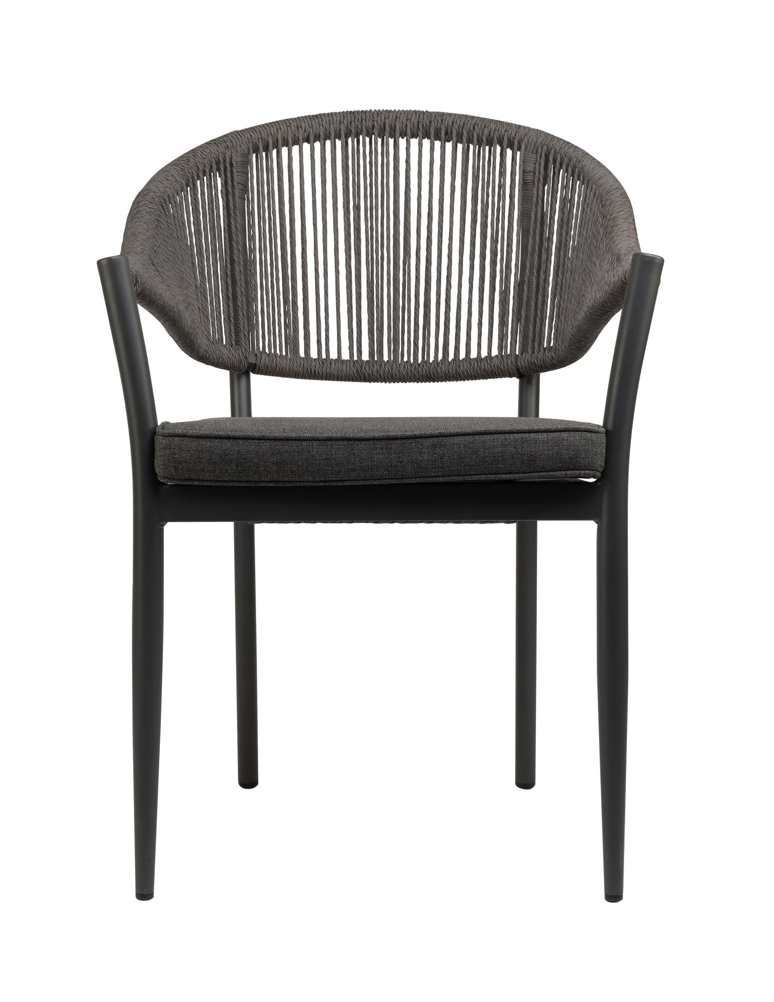 4er Set Elegante Gartenstühle Colien, Robuste Seil-Design Outdoor-Stühle Anthrazit