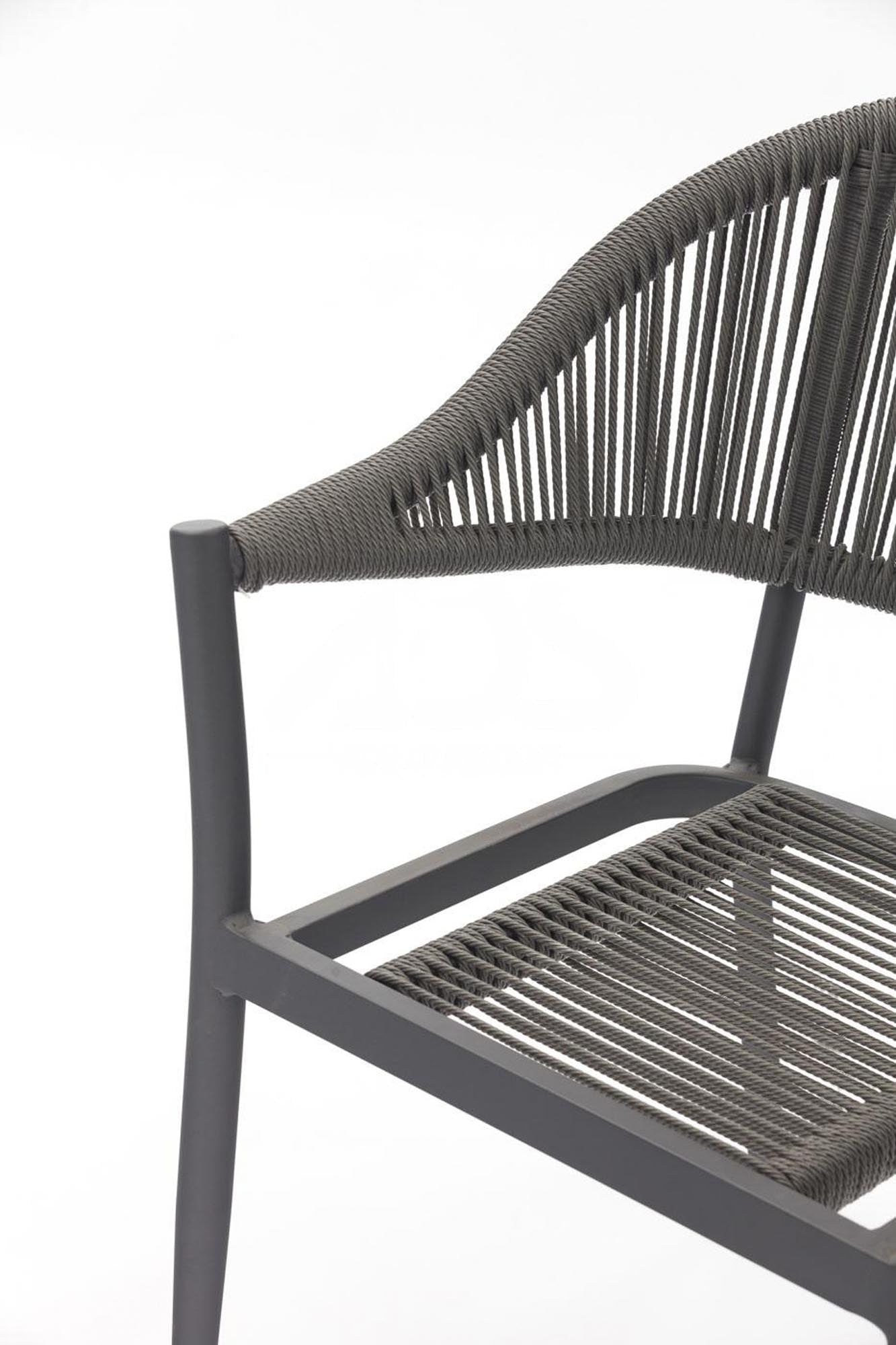 4er Set Elegante Gartenstühle Colien, Robuste Seil-Design Outdoor-Stühle Anthrazit