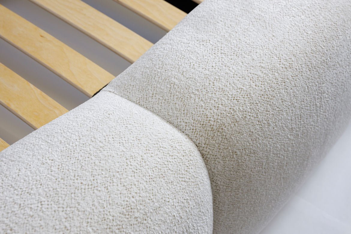 Elegantes Designer Polsterbett Alena Bouclé mit Integriertem Stauraum – Modernes Komfort Bett