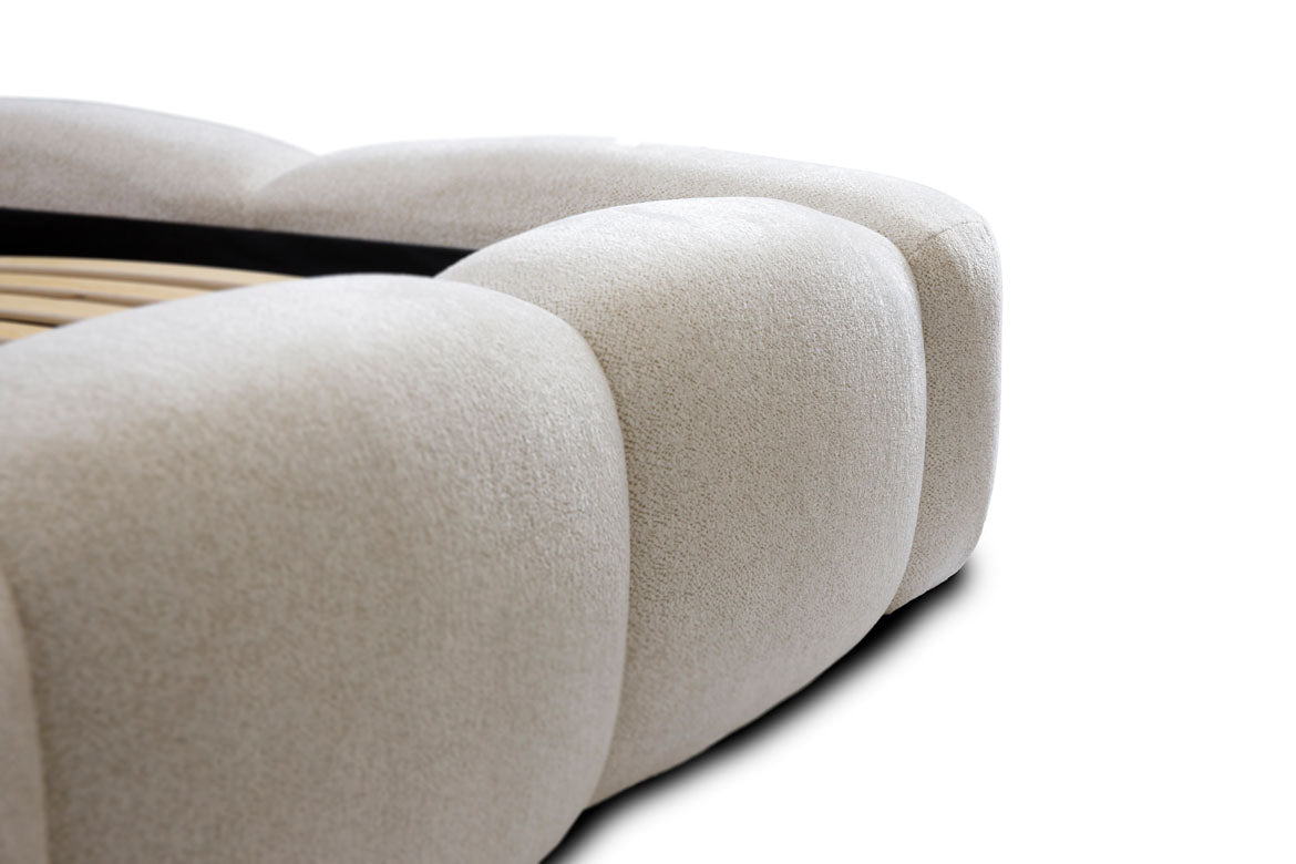 Elegantes Designer Polsterbett Alena Bouclé mit Integriertem Stauraum – Modernes Komfort Bett