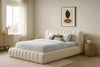 Luxuriöses Selene Bouclé Polsterbett mit Stauraum – Modernes, Elegantes Designer-Bett