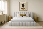 Lade das Bild in den Galerie-Viewer, Luxuriöses Selene Bouclé Polsterbett mit Stauraum – Modernes, Elegantes Designer-Bett

