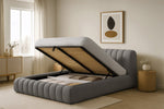 Lade das Bild in den Galerie-Viewer, Luxuriöses Selene Bouclé Polsterbett mit Stauraum – Modernes, Elegantes Designer-Bett
