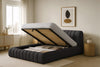 Luxuriöses Selene Bouclé Polsterbett mit Stauraum – Modernes, Elegantes Designer-Bett