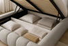 Luxuriöses Selene Bouclé Polsterbett mit Stauraum – Modernes, Elegantes Designer-Bett