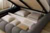 Luxuriöses Selene Bouclé Polsterbett mit Stauraum – Modernes, Elegantes Designer-Bett