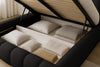 Luxuriöses Selene Bouclé Polsterbett mit Stauraum – Modernes, Elegantes Designer-Bett