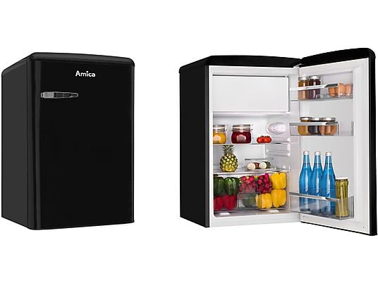 AMICA KS 15614 S Retro Kühlschrank 108 l Schwarz Freistehend