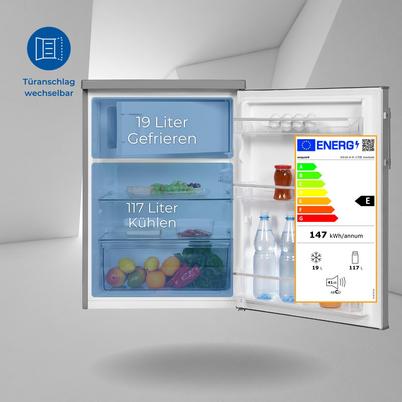 EXQUISIT KS18-4-H-170E Inoxlook Kühlschrank 136l Freistehend mit Gefrierfach