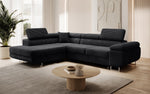 Lade das Bild in den Galerie-Viewer, Designer Ecksofa Aston: Schlaf- und Klappfunktion, Cord-Bezug, Stauraum
