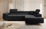 Lade das Bild in den Galerie-Viewer, Designer Ecksofa Aston: Schlaf- und Klappfunktion, Cord-Bezug, Stauraum
