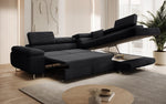 Lade das Bild in den Galerie-Viewer, Designer Ecksofa Aston: Schlaf- und Klappfunktion, Cord-Bezug, Stauraum
