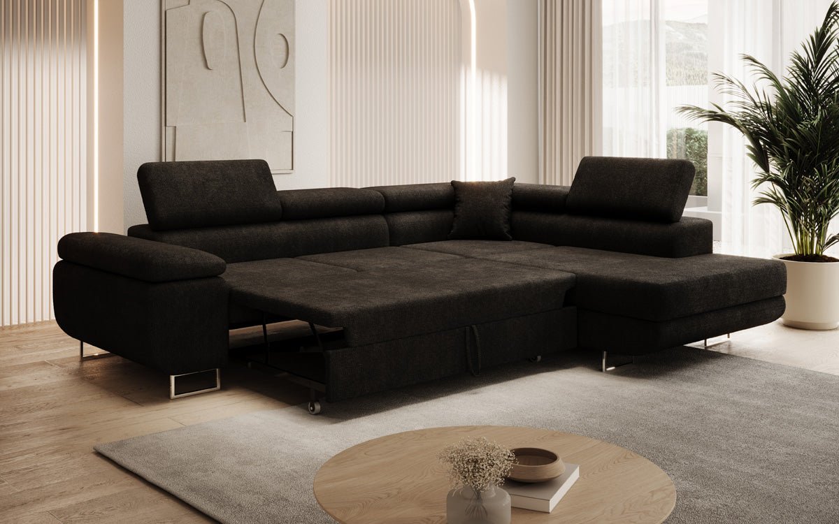 Luxuriöses Designer Ecksofa Aston Bouclé mit Schlaffunktion & Stauraum, Multifunktional & Stilvoll