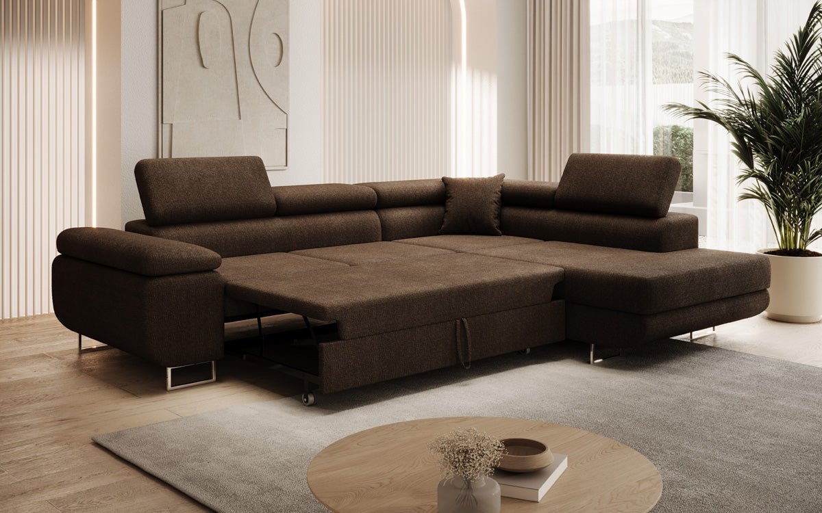 Luxuriöses Designer Ecksofa Aston Bouclé mit Schlaffunktion & Stauraum, Multifunktional & Stilvoll