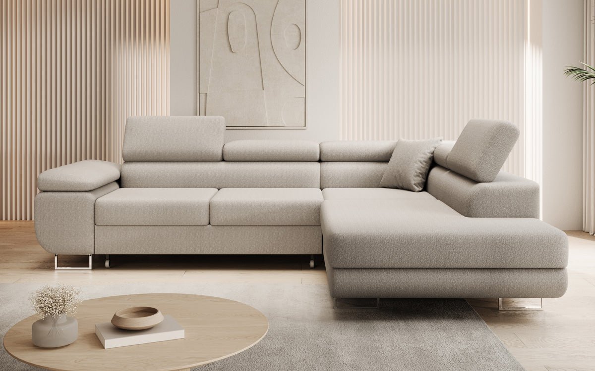 Luxuriöses Designer Ecksofa Aston Bouclé mit Schlaffunktion & Stauraum, Multifunktional & Stilvoll