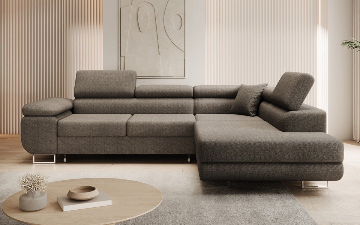 Luxuriöses Designer Ecksofa Aston Bouclé mit Schlaffunktion & Stauraum, Multifunktional & Stilvoll