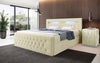 Luxuriöses Boxspringbett Menzogna Bouclé: LED-Beleuchtung & Praktischer Stauraum