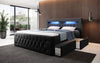 Luxuriöses Boxspringbett Menzogna Bouclé: LED-Beleuchtung & Praktischer Stauraum