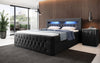Luxuriöses Boxspringbett Menzogna Bouclé: LED-Beleuchtung & Praktischer Stauraum