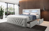 Luxuriöses Boxspringbett Menzogna Bouclé: LED-Beleuchtung & Praktischer Stauraum