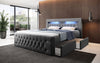 Luxuriöses Boxspringbett Menzogna Bouclé: LED-Beleuchtung & Praktischer Stauraum