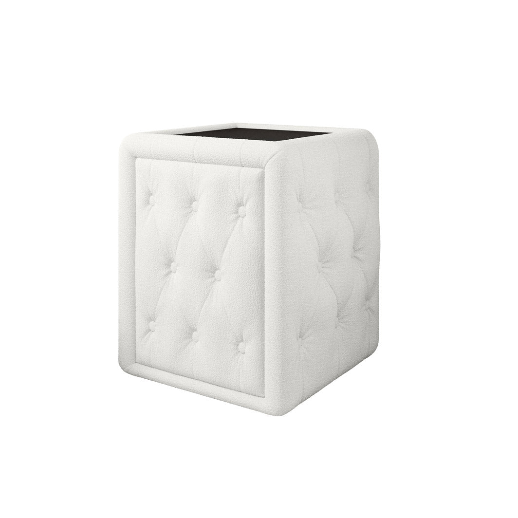 Eleganter Designer Josy Nachttisch mit Bouclé-Stoffbezug für modernes Schlafzimmer