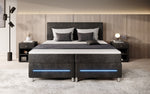 Lade das Bild in den Galerie-Viewer, Luxuriöses Boxspringbett Simple mit LED-Beleuchtung aus Cord-Stoff – Ultimativer Schlafkomfort
