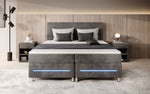 Lade das Bild in den Galerie-Viewer, Luxuriöses Boxspringbett Simple mit LED-Beleuchtung aus Cord-Stoff – Ultimativer Schlafkomfort
