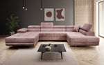 Lade das Bild in den Galerie-Viewer, Designer Schlafsofa Lago mit Klappfunktion, Stauraum, Cord-Bezug, verstellbarem Kopfteil
