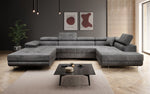 Lade das Bild in den Galerie-Viewer, Designer Schlafsofa Lago mit Klappfunktion, Stauraum, Cord-Bezug, verstellbarem Kopfteil

