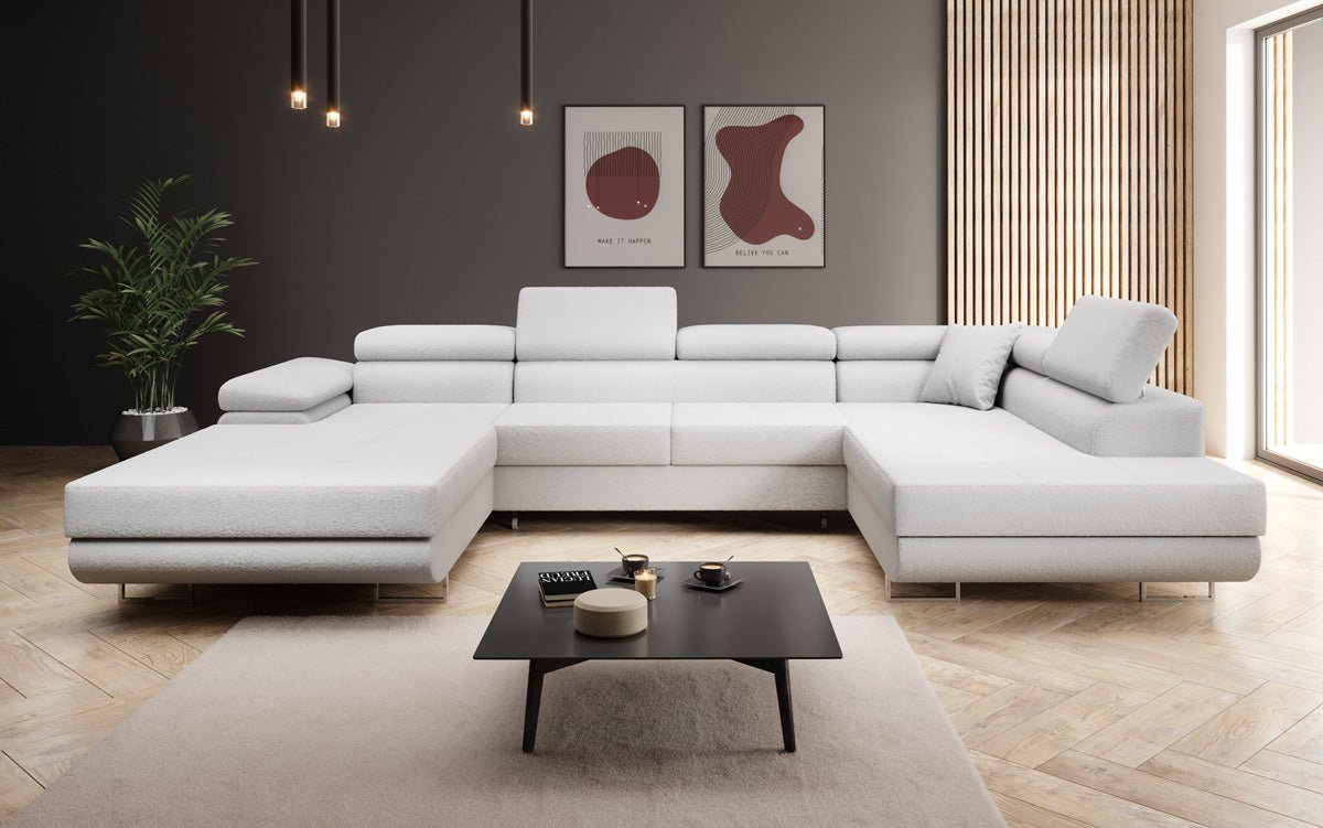 Elegantes Lago Designer Schlafsofa: Bouclé, Klappfunktion, Luxuriöser Wohnkomfort