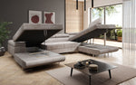 Lade das Bild in den Galerie-Viewer, Designer Schlafsofa Lago mit Klappfunktion, Stauraum, Cord-Bezug, verstellbarem Kopfteil

