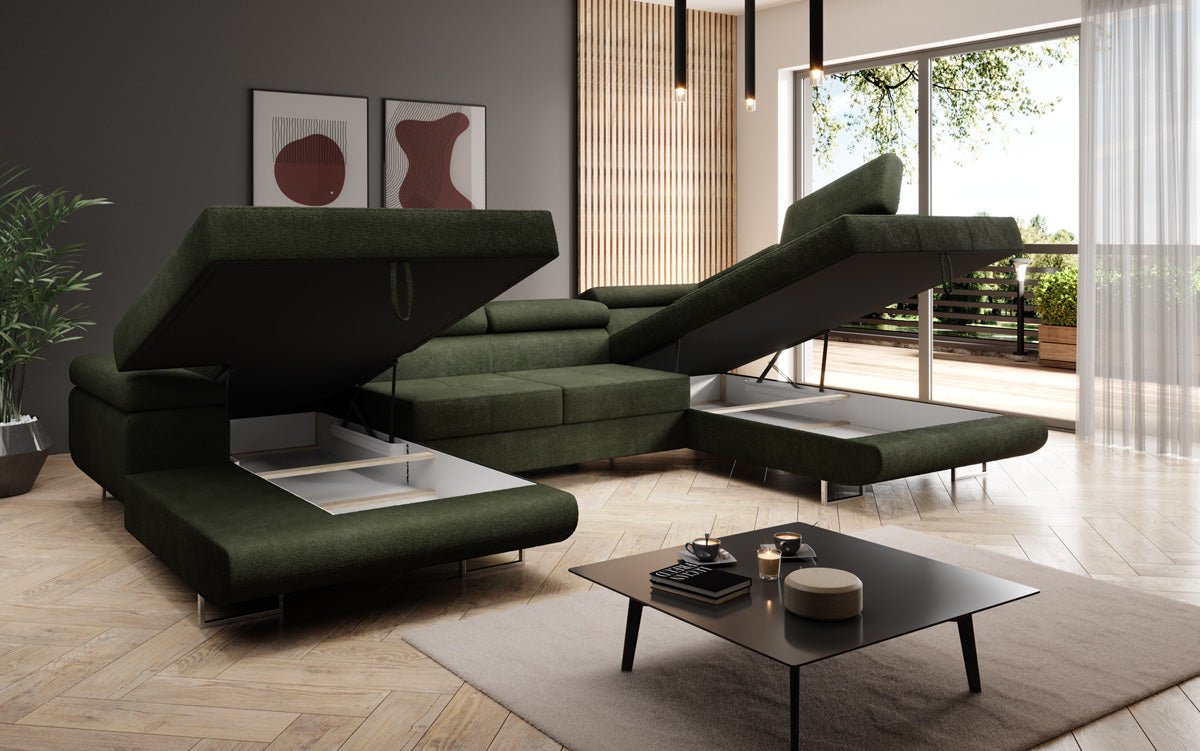 Elegantes Lago Designer Schlafsofa: Bouclé, Klappfunktion, Luxuriöser Wohnkomfort