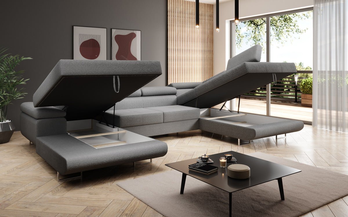 Elegantes Lago Designer Schlafsofa: Bouclé, Klappfunktion, Luxuriöser Wohnkomfort