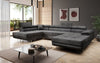 Designer Schlafsofa Lago mit Klappfunktion, Stauraum, Cord-Bezug, verstellbarem Kopfteil