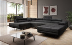 Lade das Bild in den Galerie-Viewer, Designer Schlafsofa Lago mit Klappfunktion, Stauraum, Cord-Bezug, verstellbarem Kopfteil
