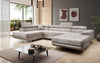 Designer Schlafsofa Lago mit Klappfunktion, Stauraum, Cord-Bezug, verstellbarem Kopfteil
