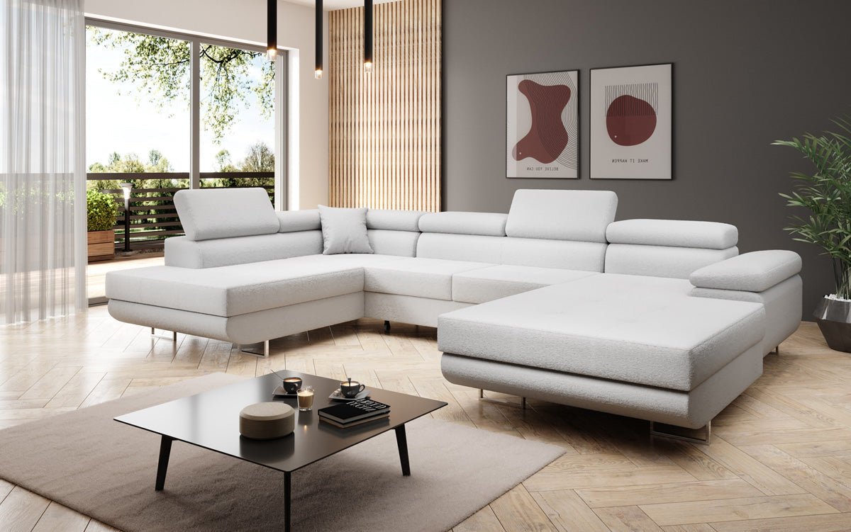 Elegantes Lago Designer Schlafsofa: Bouclé, Klappfunktion, Luxuriöser Wohnkomfort