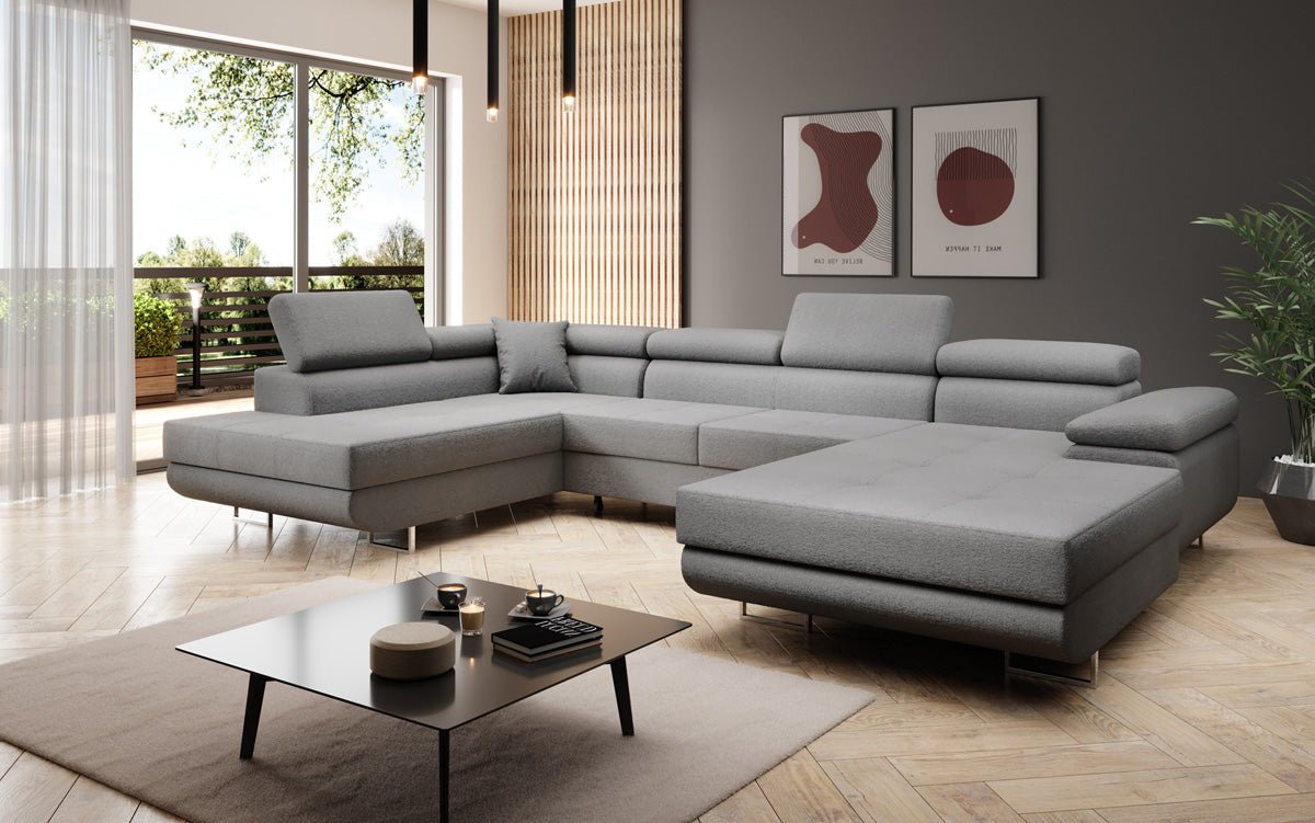 Elegantes Lago Designer Schlafsofa: Bouclé, Klappfunktion, Luxuriöser Wohnkomfort