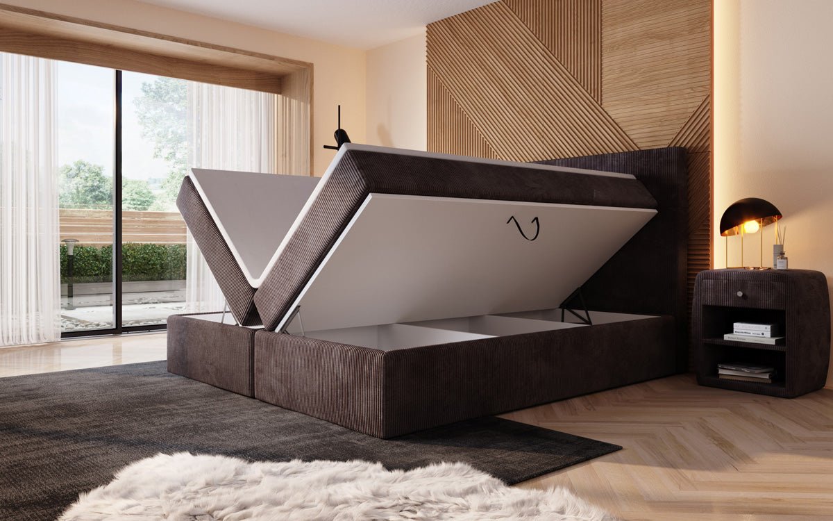 Luxuriöses Boxspringbett Sejour: Komfortabel, mit LED-Beleuchtung & integriertem Stauraum