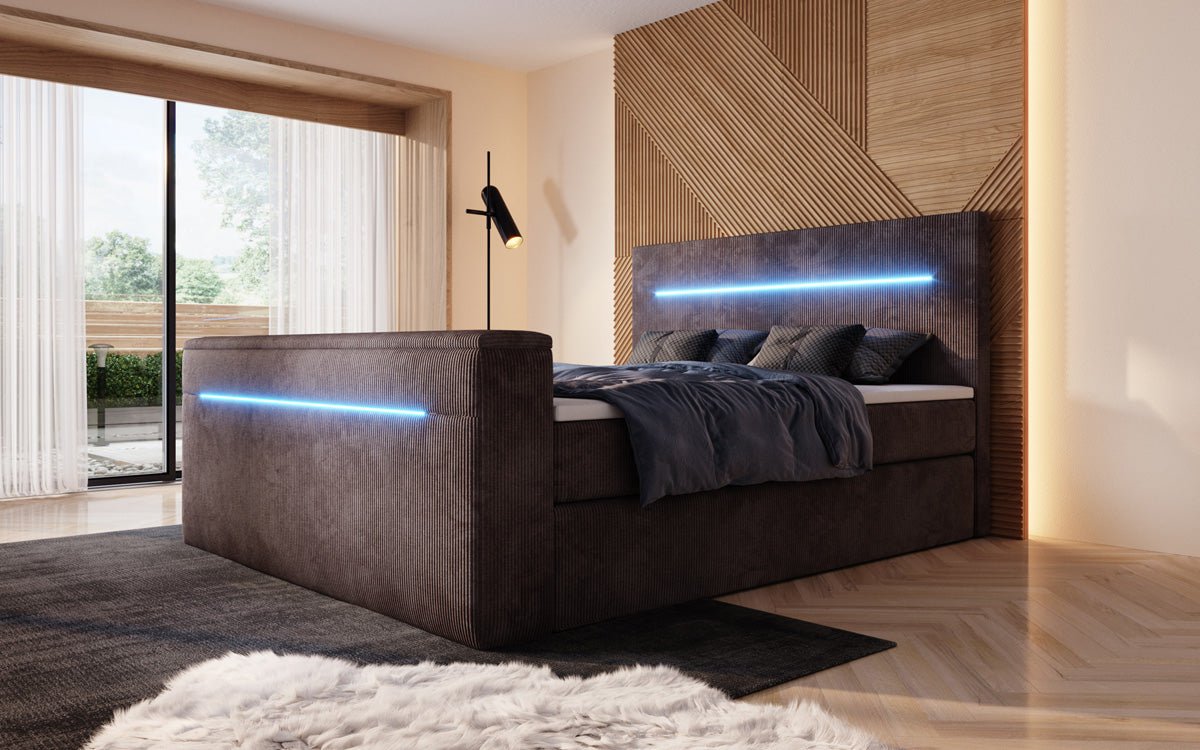 Luxuriöses Sejour Boxspringbett mit TV-Lift, RGB-Beleuchtung und Stauraum