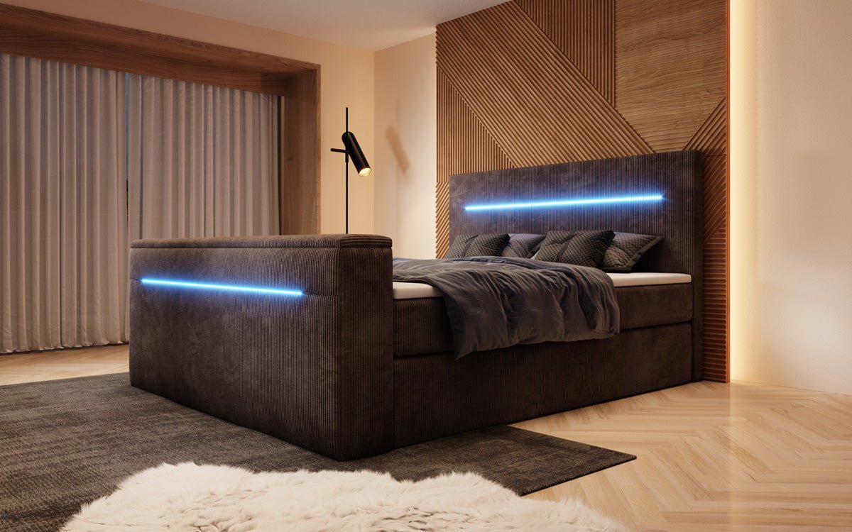 Luxuriöses Sejour Boxspringbett mit TV-Lift, RGB-Beleuchtung und Stauraum
