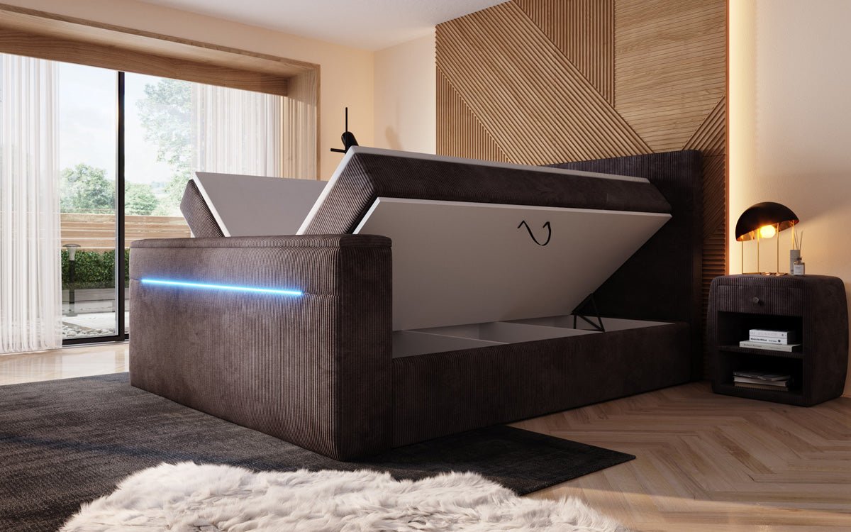 Luxuriöses Sejour Boxspringbett mit TV-Lift, RGB-Beleuchtung und Stauraum