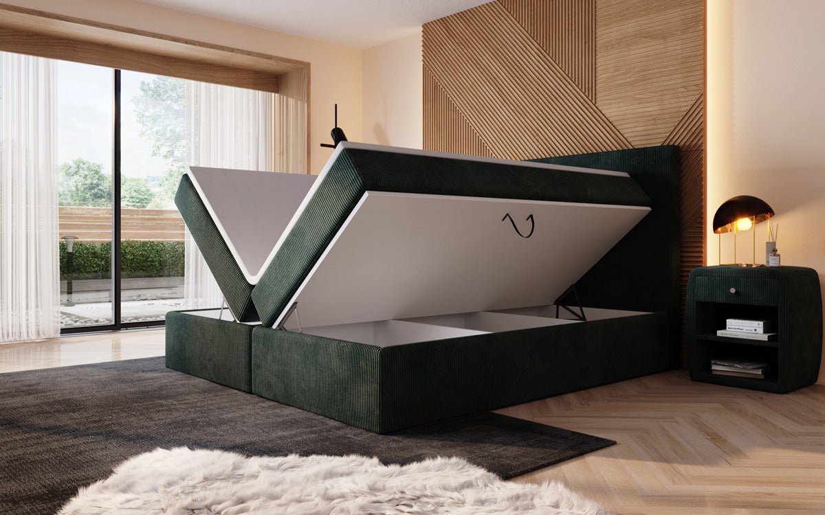 Luxuriöses Boxspringbett Sejour: Komfortabel, mit LED-Beleuchtung & integriertem Stauraum