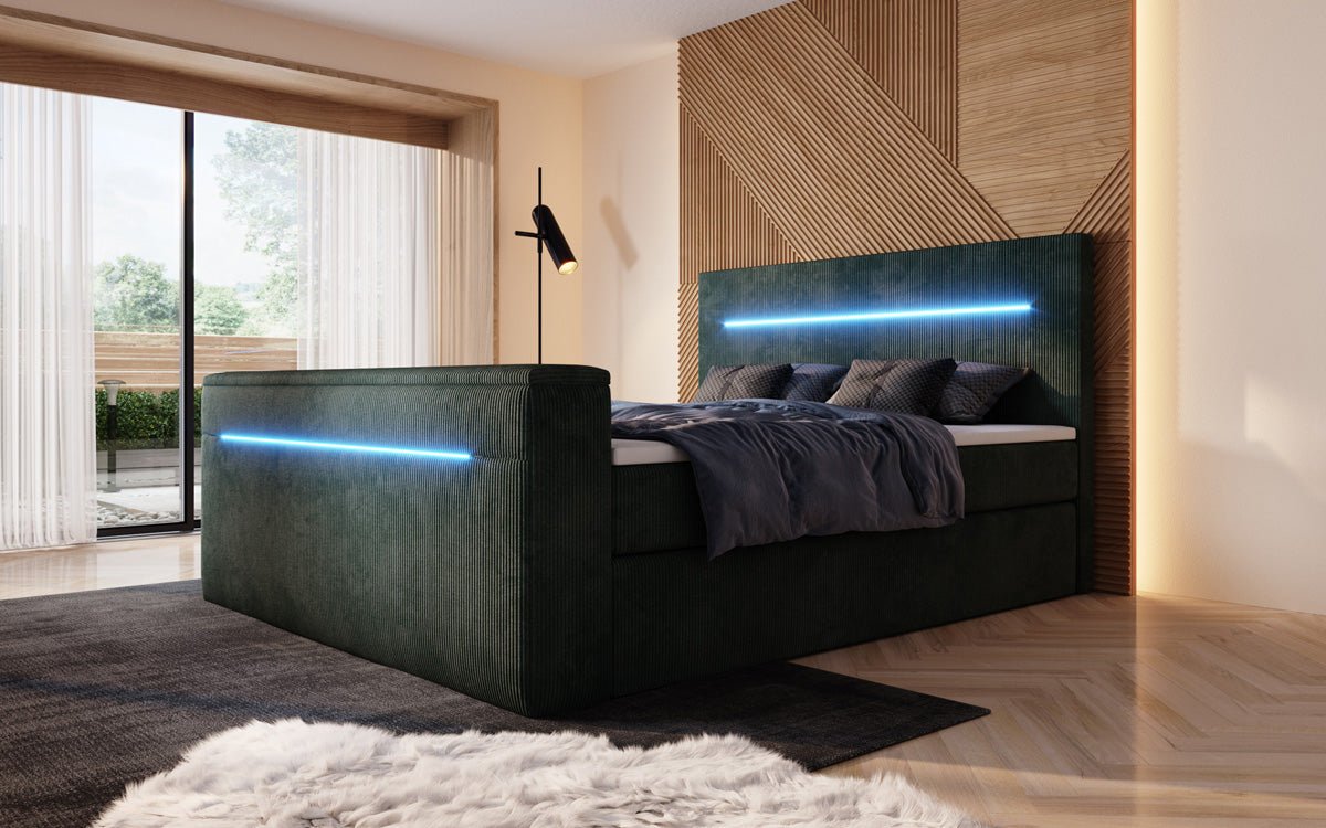Luxuriöses Sejour Boxspringbett mit TV-Lift, RGB-Beleuchtung und Stauraum