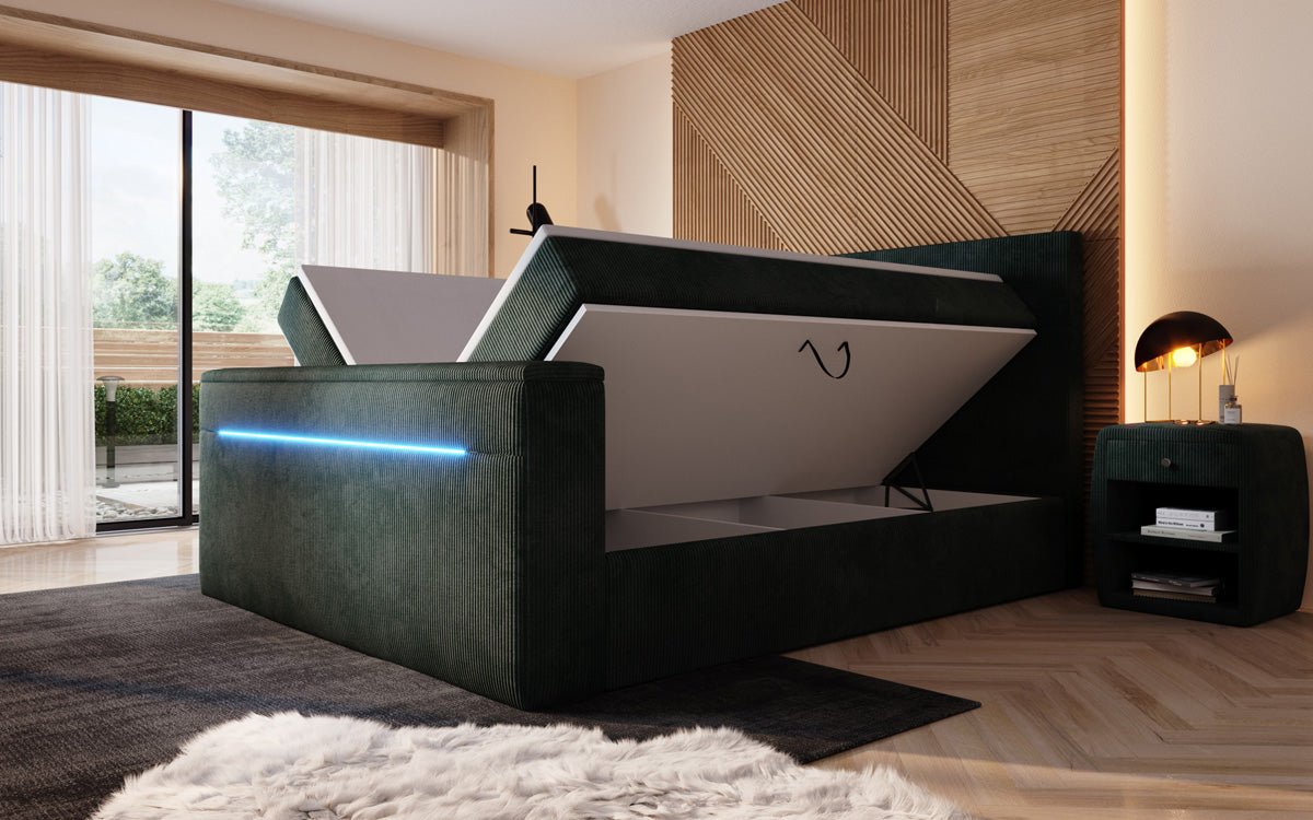 Luxuriöses Sejour Boxspringbett mit TV-Lift, RGB-Beleuchtung und Stauraum