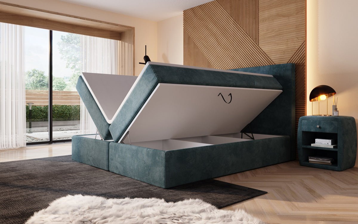 Luxuriöses Boxspringbett Sejour: Komfortabel, mit LED-Beleuchtung & integriertem Stauraum