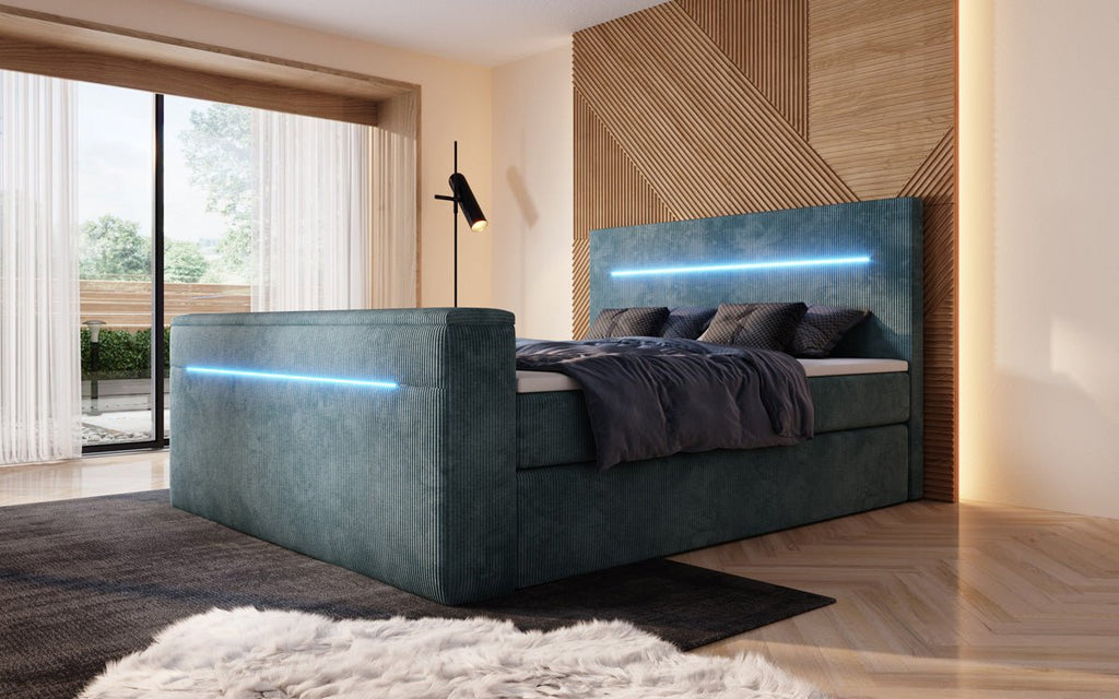 Luxuriöses Sejour Boxspringbett mit TV-Lift, RGB-Beleuchtung und Stauraum