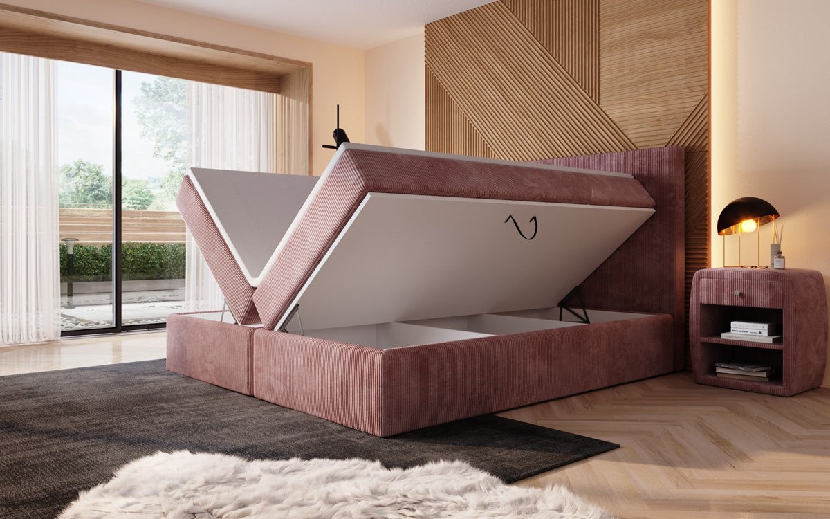 Luxuriöses Boxspringbett Sejour: Komfortabel, mit LED-Beleuchtung & integriertem Stauraum